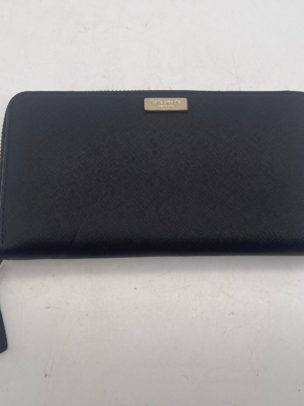Kate Spade Zip Around Leather Continental Neda Laurel Way Wallet Black Stripes